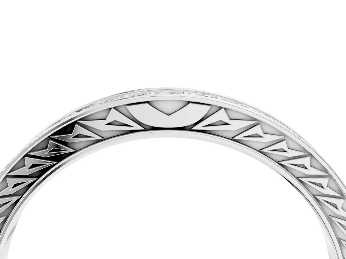 Round Cut Diamond Pavé Eternity Band with Channel Setting Silver