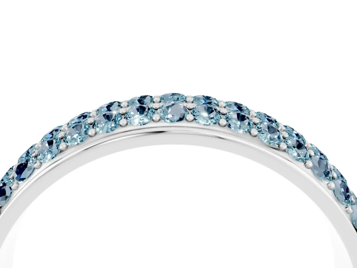 Three-Row Round Aquamarine Eternity Band with Shared Prong Setting Platinum