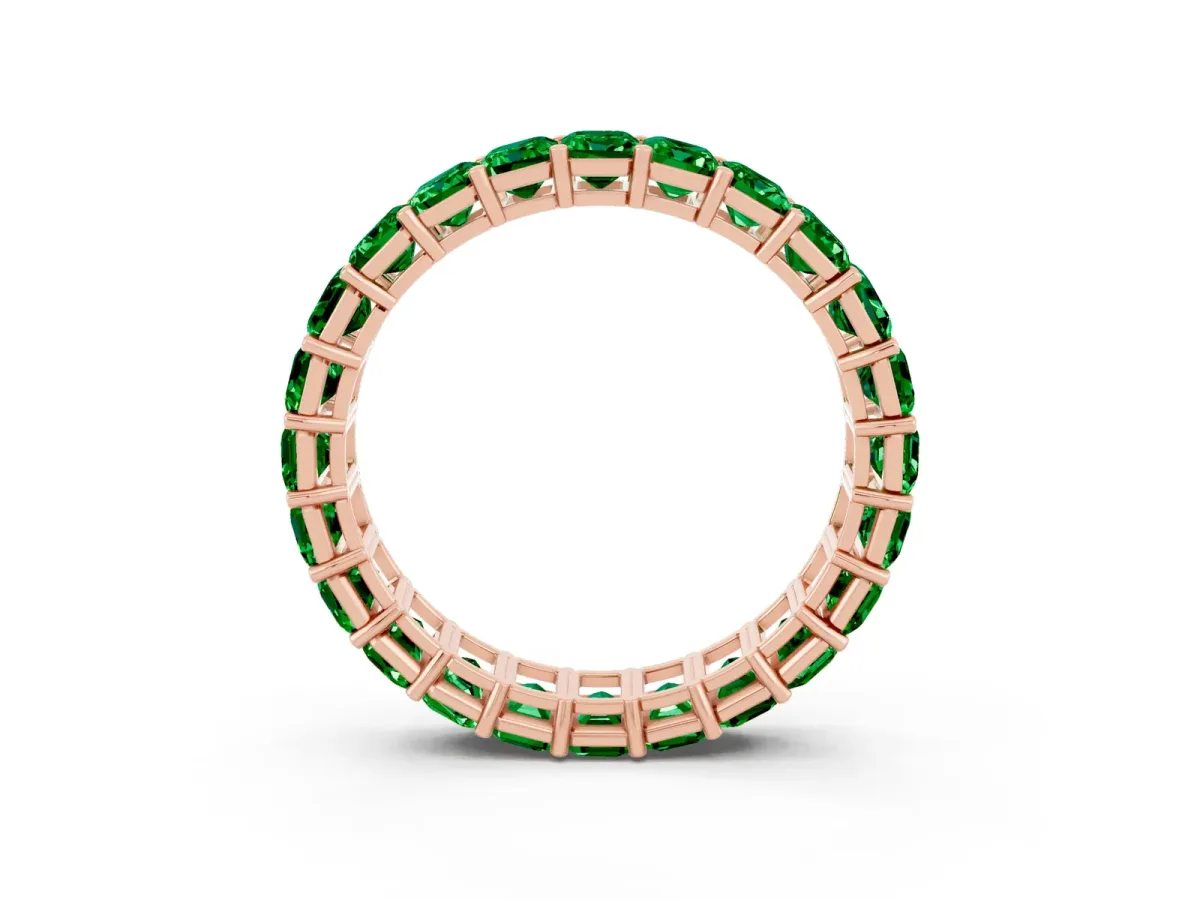 Emerald Cut Emerald Eternity Band with Shared Prong Setting Rose gold