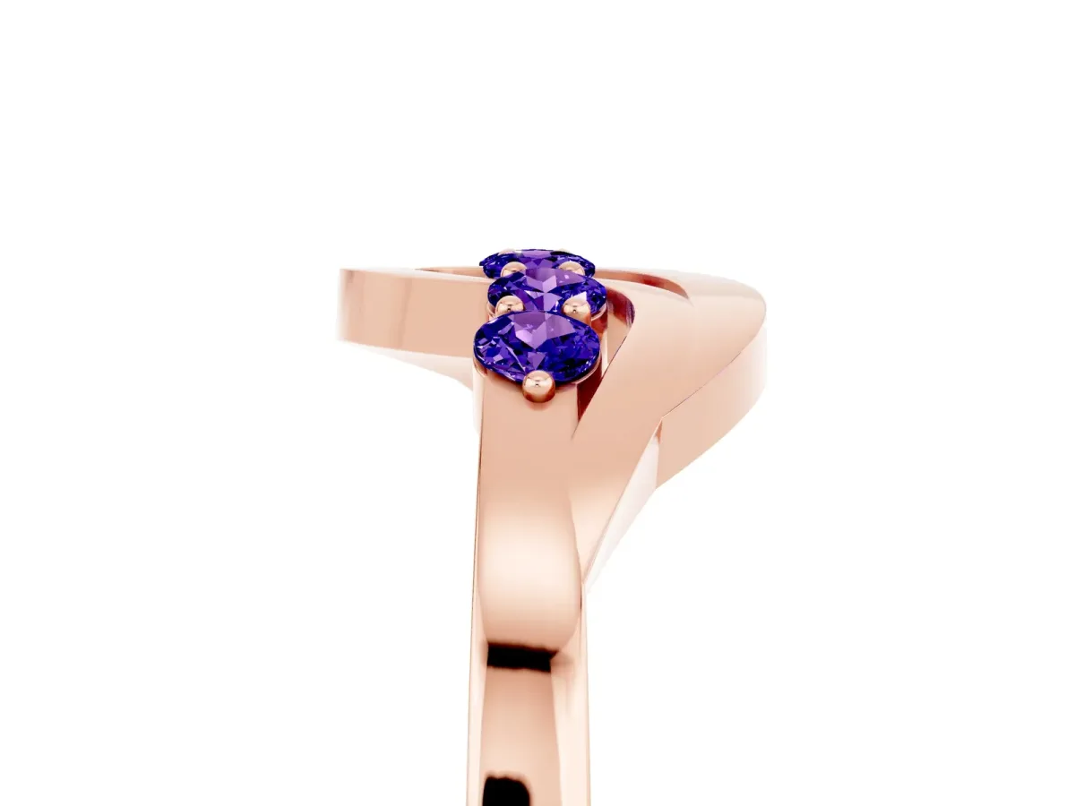Five-Stone Round Tanzanite Crossover Band with Prong Setting Rose gold