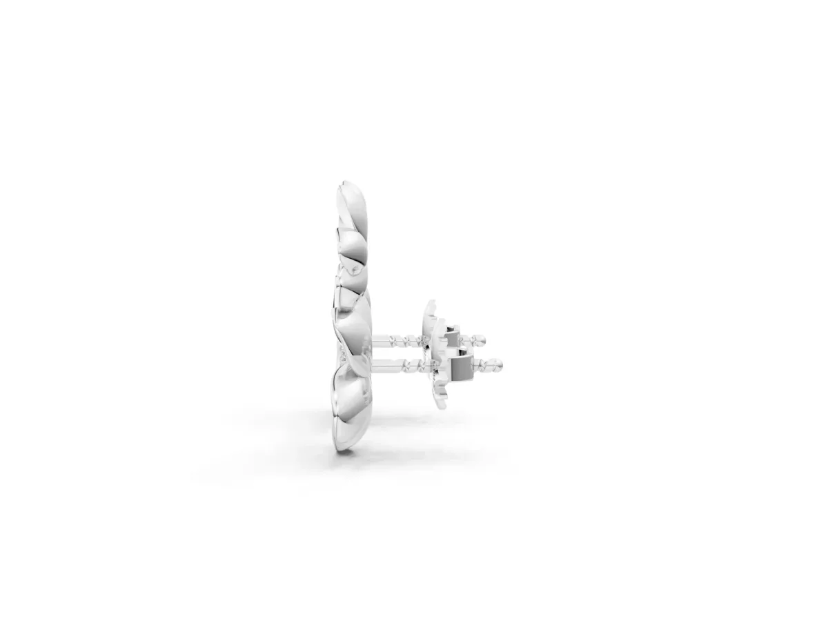 Round Diamond Plumeria Climber Earrings White gold