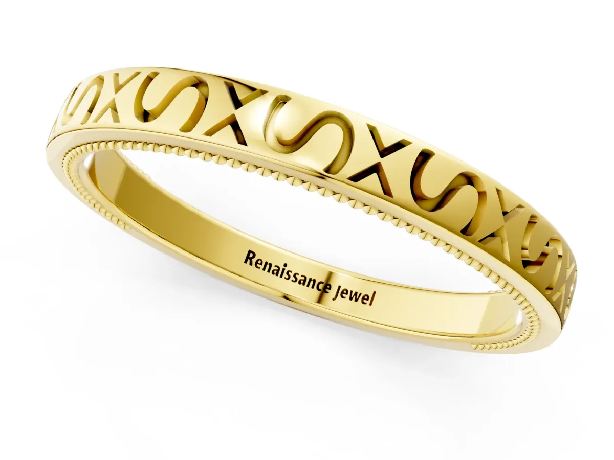 Vintage Engraved Milgrain Band Yellow gold