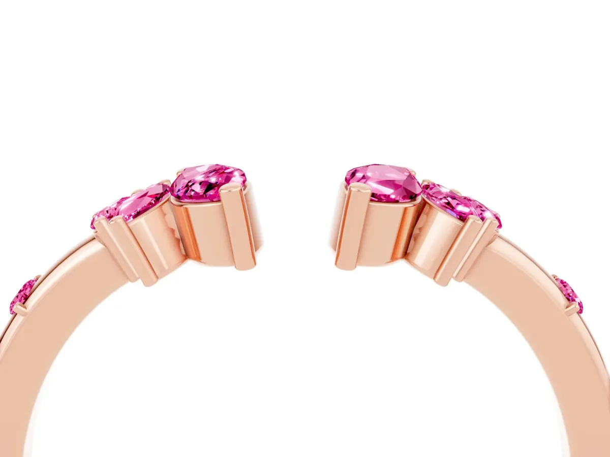 Open Marquise Cluster Pink Sapphire Band with Prong Setting Rose gold