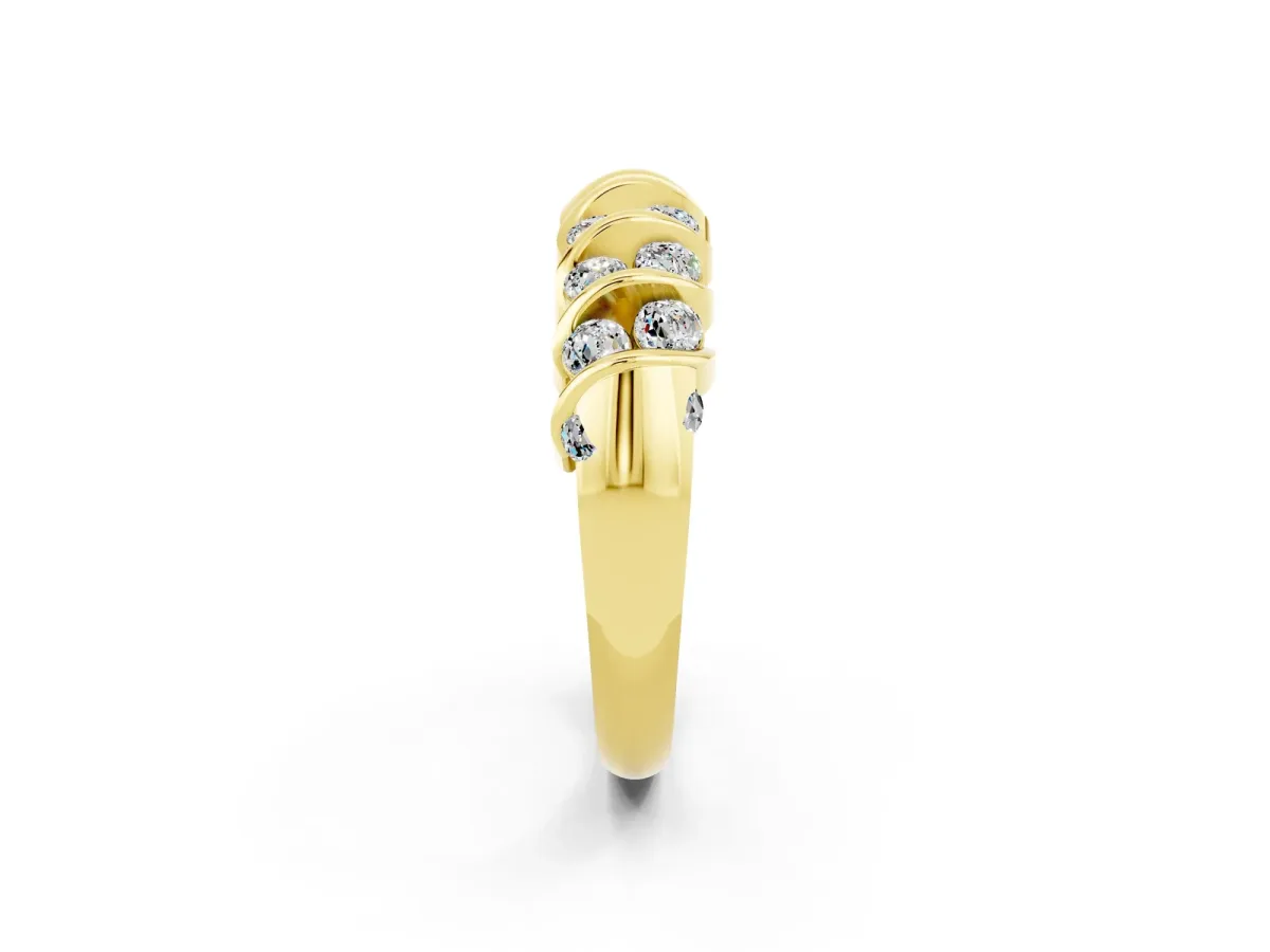 Channel Set Round Moissanite Multi-Row Band Yellow gold