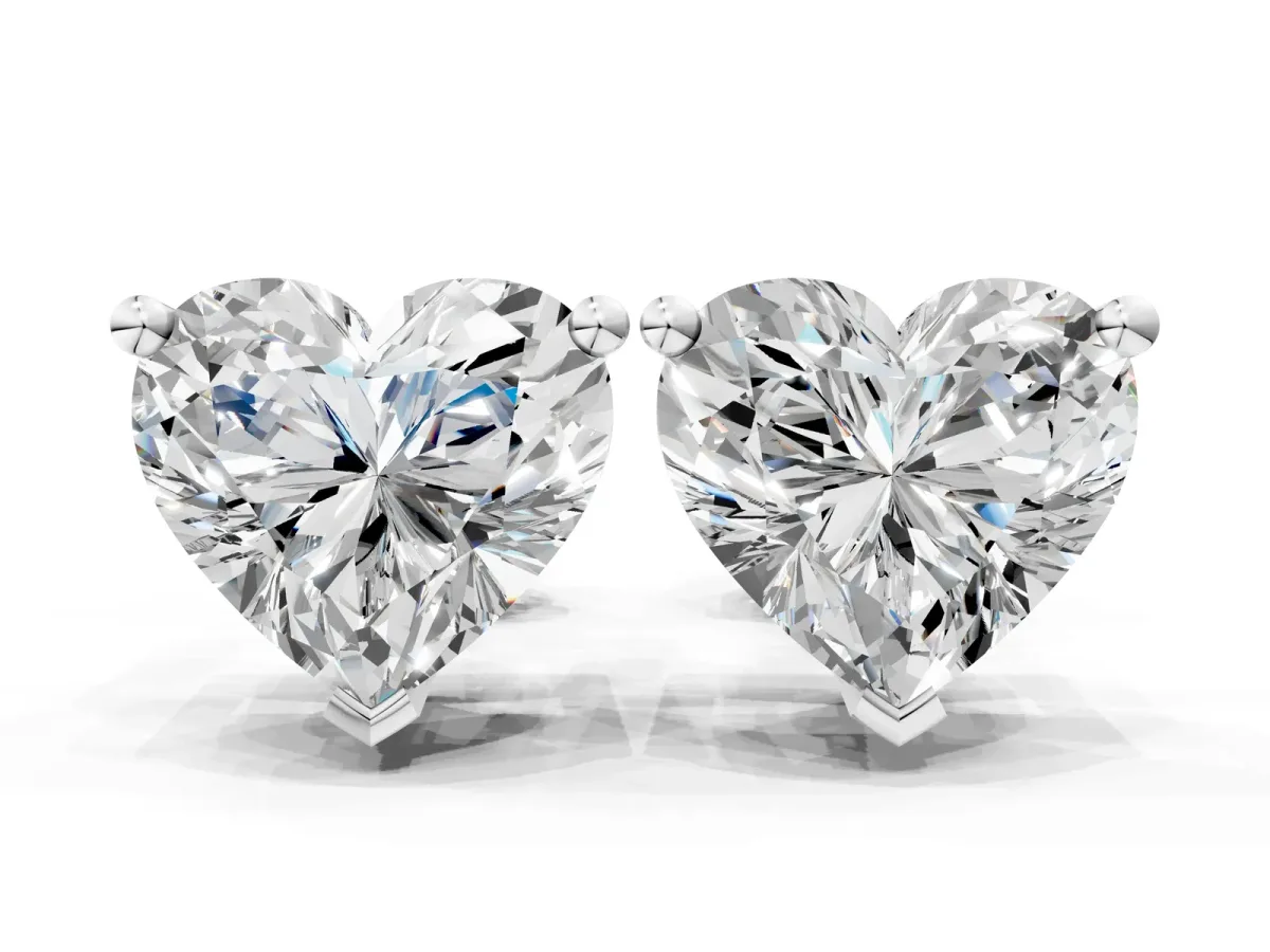 Heart Cut Diamond Stud Earrings White gold