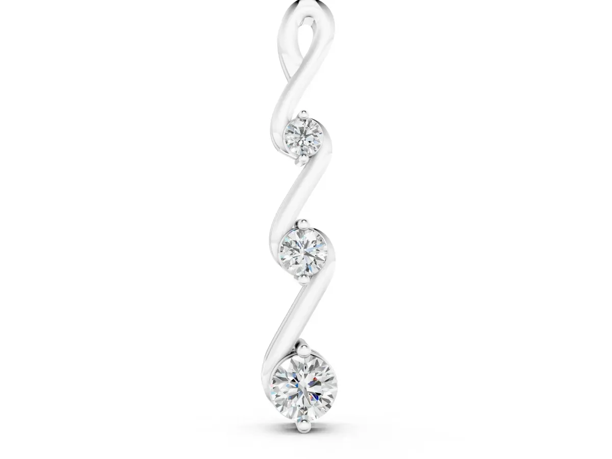 Three-Stone Round Brilliant Prong Set Pendant Silver