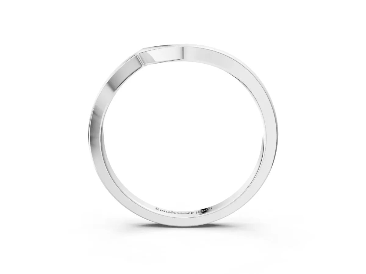 Curved Solitaire Band with Round Stone Setting White gold