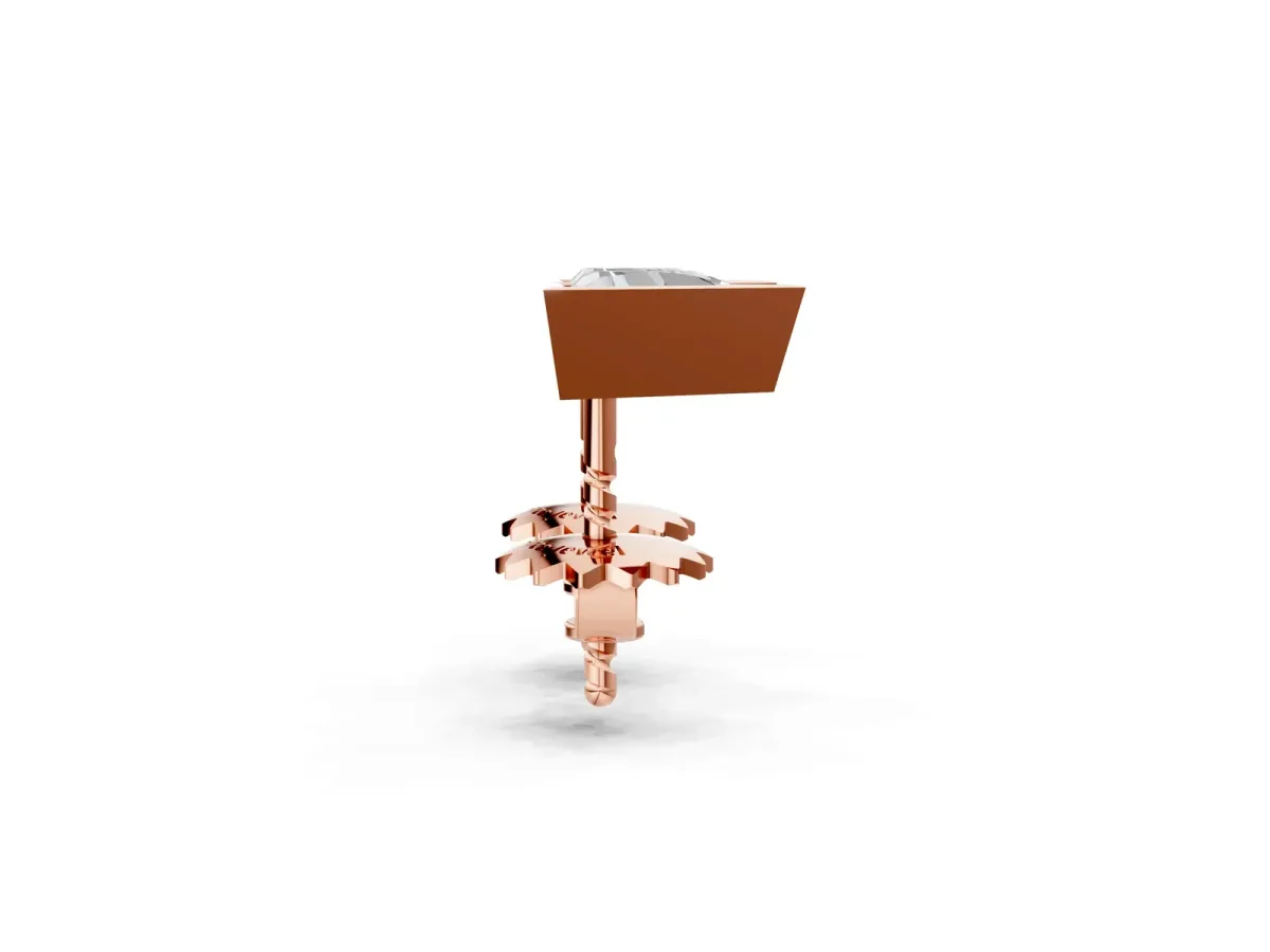Trillion Diamond Bezel-Set Solitaire Stud Earrings Rose gold