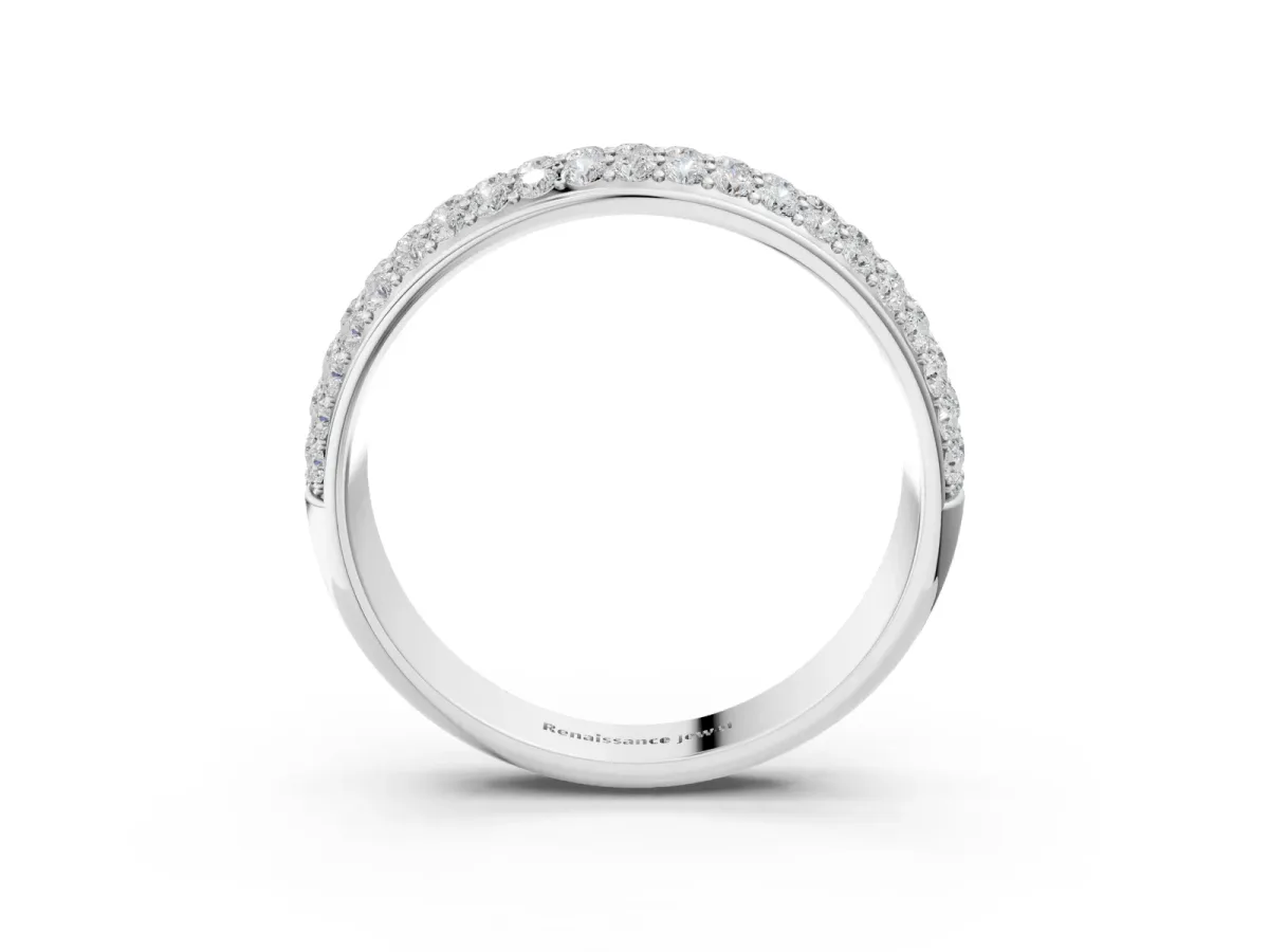 Three-Row Round Diamond Eternity Band with Shared Prong Setting Platinum
