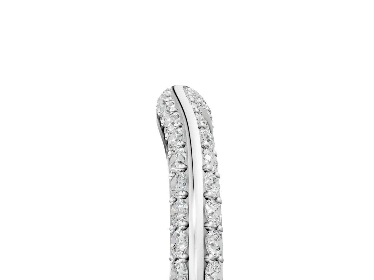 Pavé Round Diamond Wave Band with Shared Prong Setting Platinum