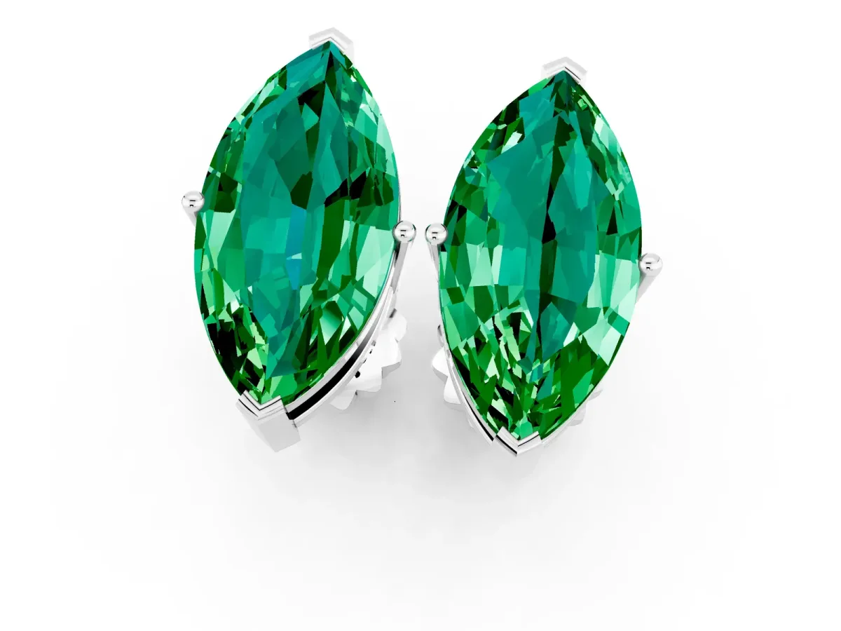 Marquise Cut Emerald Stud Earrings Platinum