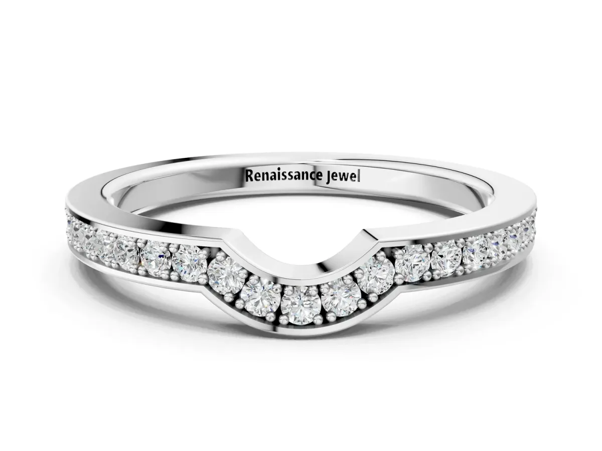 Pavé Round Diamond Contour Band with Channel Setting Silver