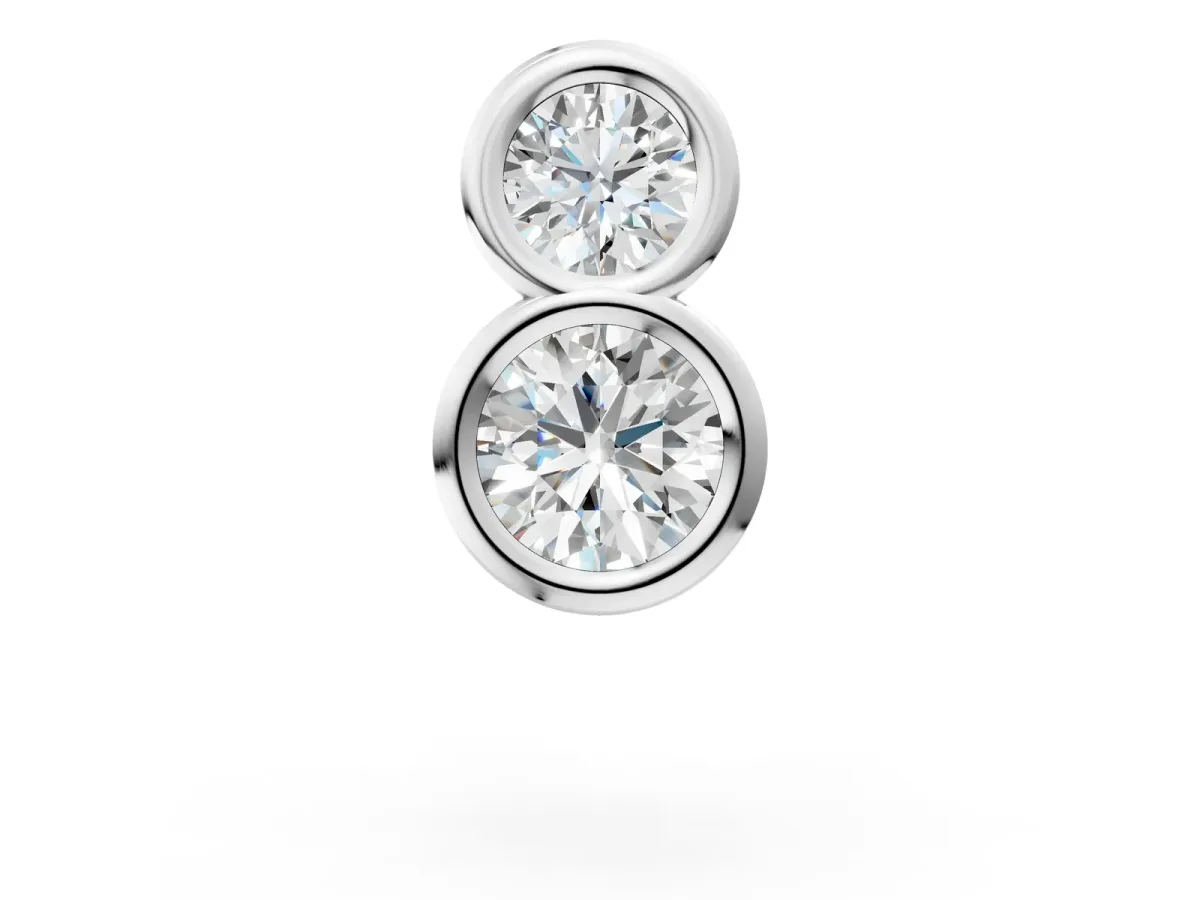 Round Diamond Duo Flatback Earring White gold