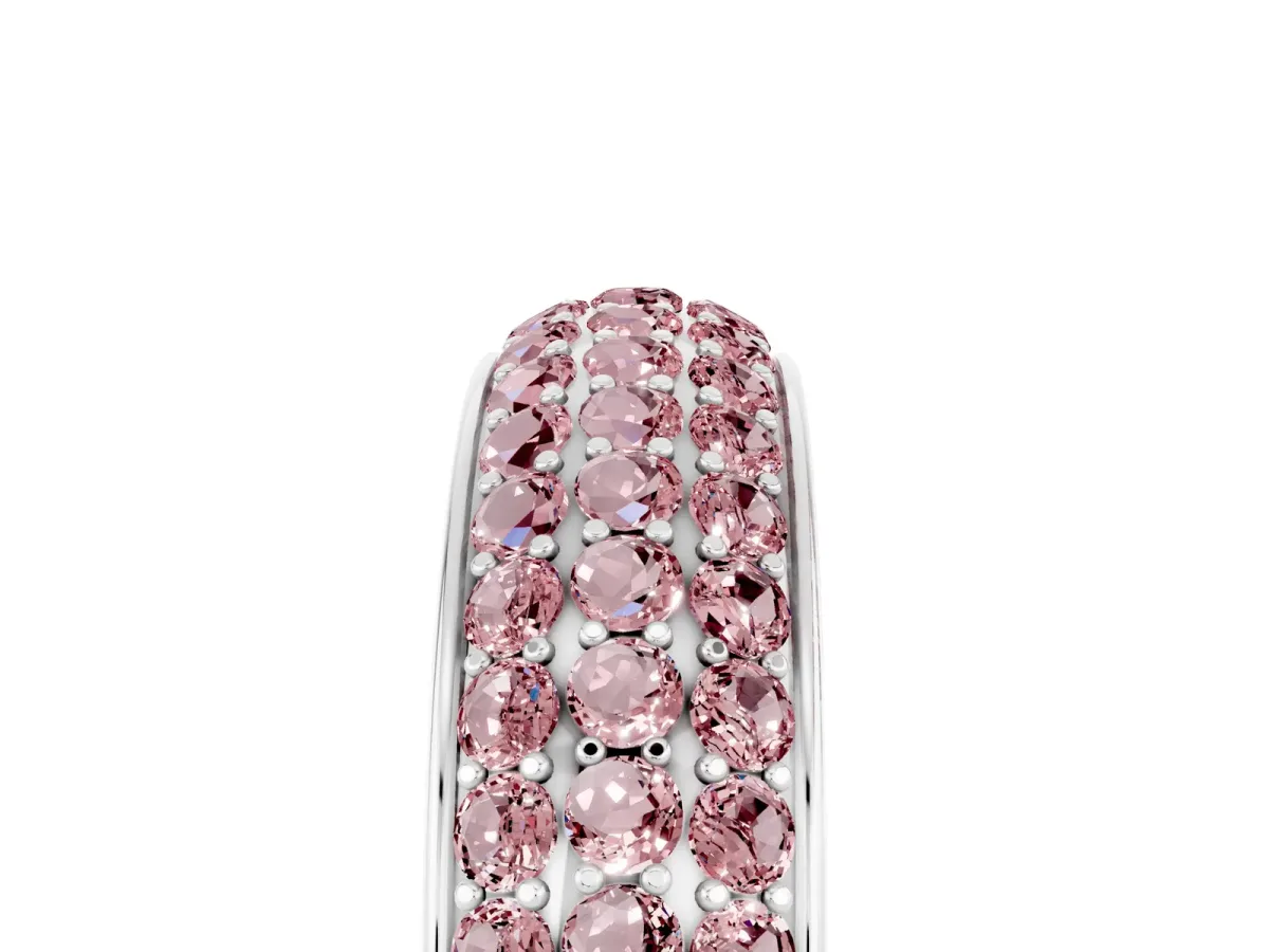Three-Row Round Morganite Eternity Band with Shared Prong Setting White gold