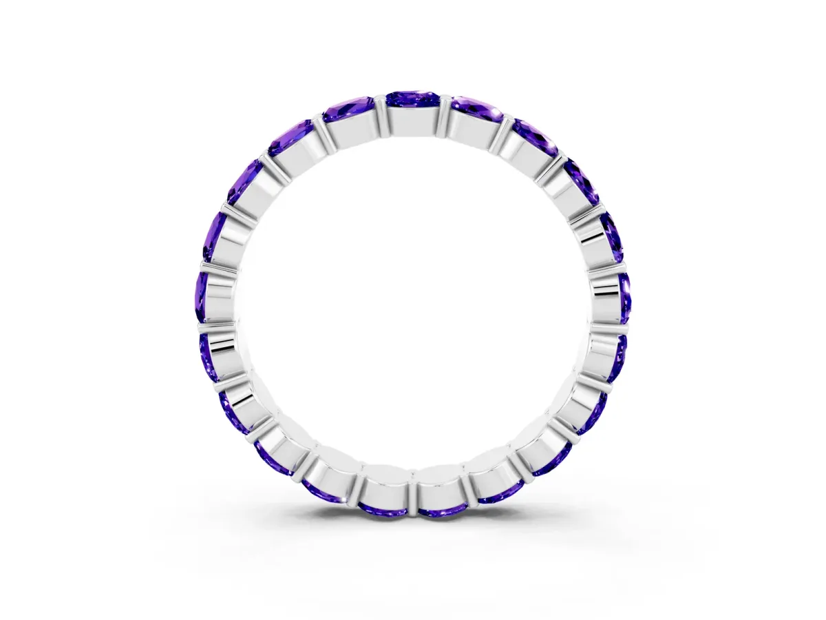 Round Tanzanite Eternity Band with U-Prong Setting Platinum