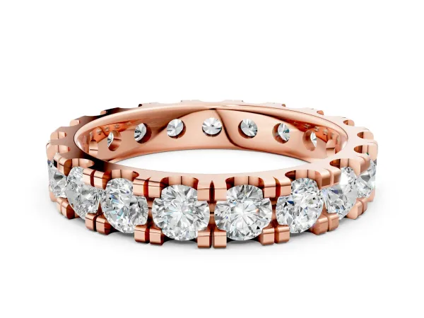 Round Diamond Full Eternity Band with U-Prong Setting Rose gold