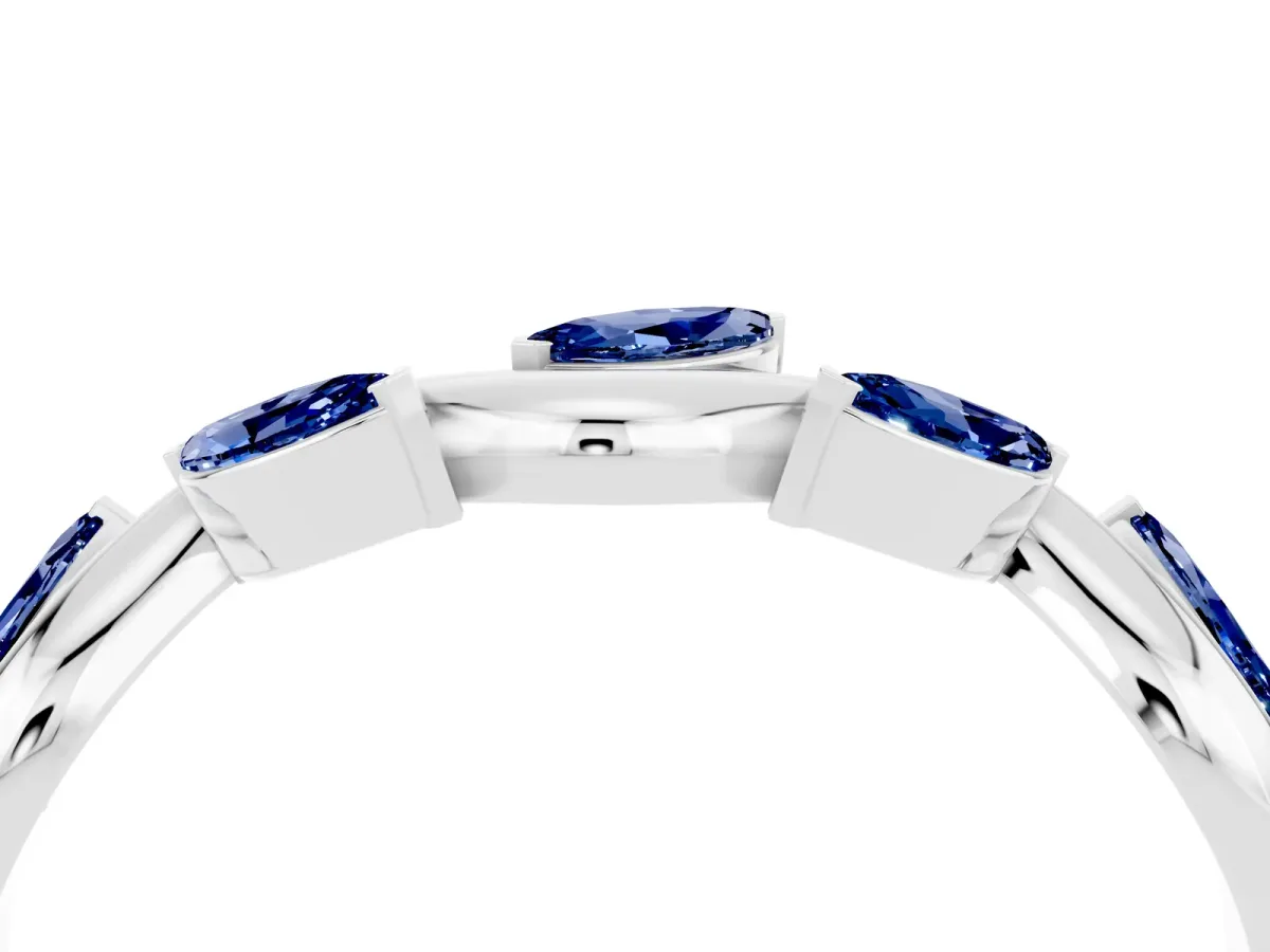 Marquise Blue Sapphire Twisted Band with Prong Setting Platinum