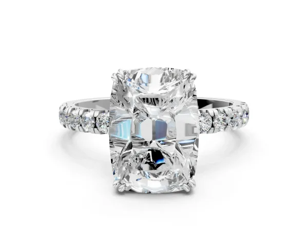 Old Mine Elongated Cushion Diamond Pave Band Ring White gold