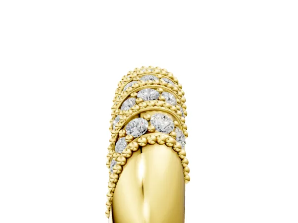 Channel Set Round Diamond Dome Band Yellow gold