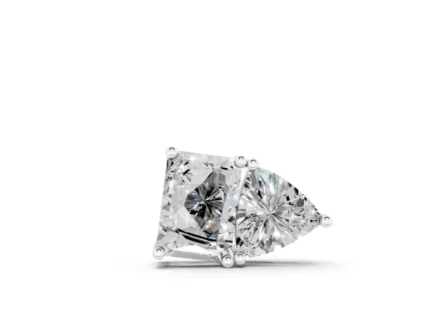 Radiant and Trillion Diamond Two-Stone Pendant with Prong Setting Silver