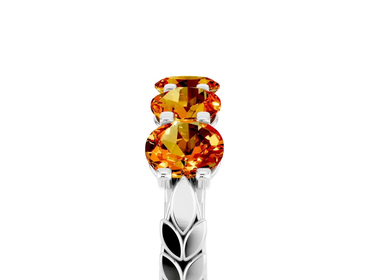 Five-Stone Round Citrine Prong-Set Band White gold