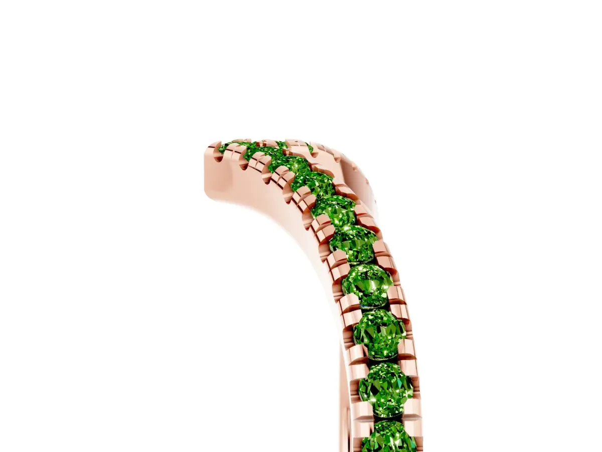 Pavé Round Peridot V-Shaped Chevron Band with Shared Prong Setting Rose gold
