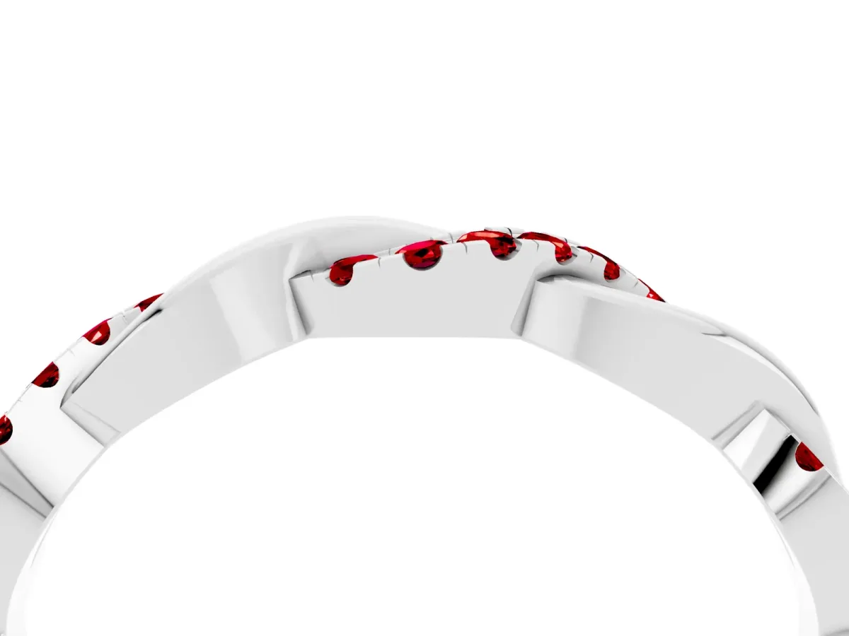 Round Ruby Twist Eternity Band with Pavé Setting Silver