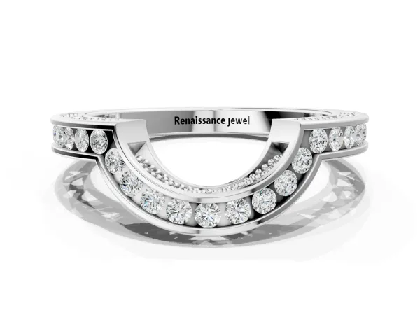 Round Channel-Set Diamond Contour Band Silver