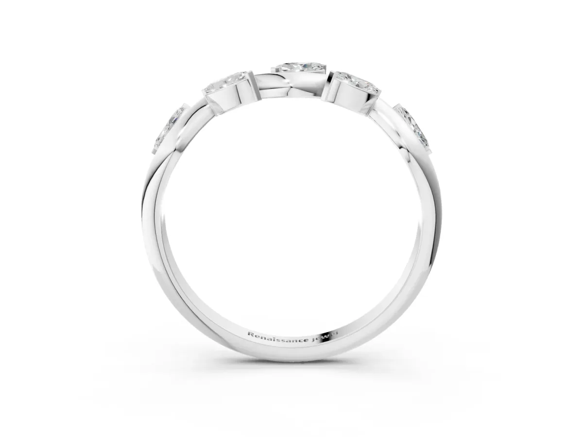 Marquise Diamond Twisted Band with Prong Setting Platinum