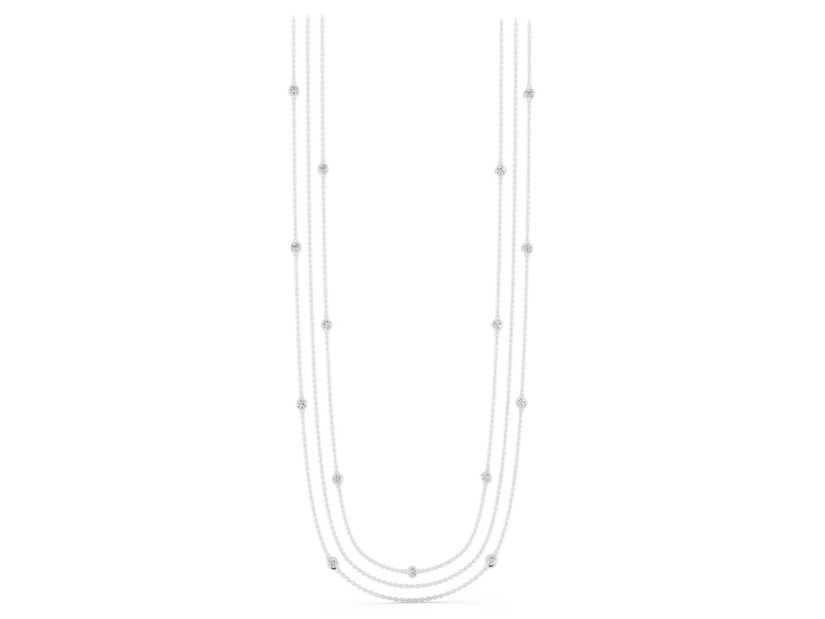 Round Diamond Station Necklace White gold