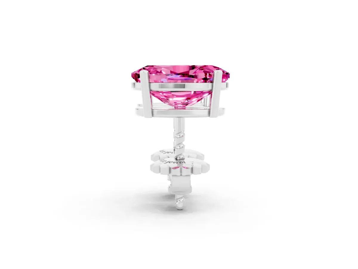 Oval Cut Pink Sapphire Stud Earrings Silver