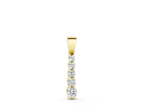 Round Diamond Vertical Pendant with Prong Setting Yellow gold