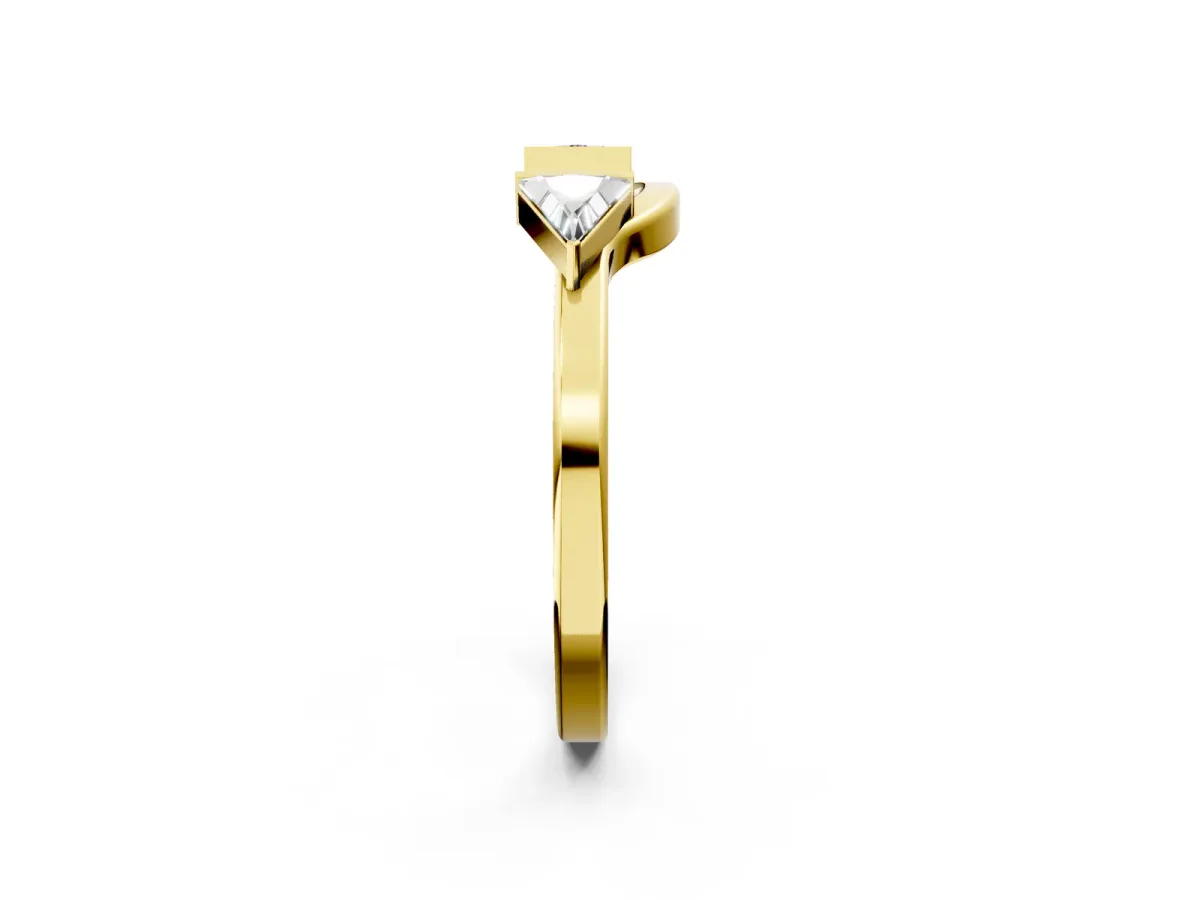 Trillion Diamond Open Band Ring with Bezel Setting Yellow gold