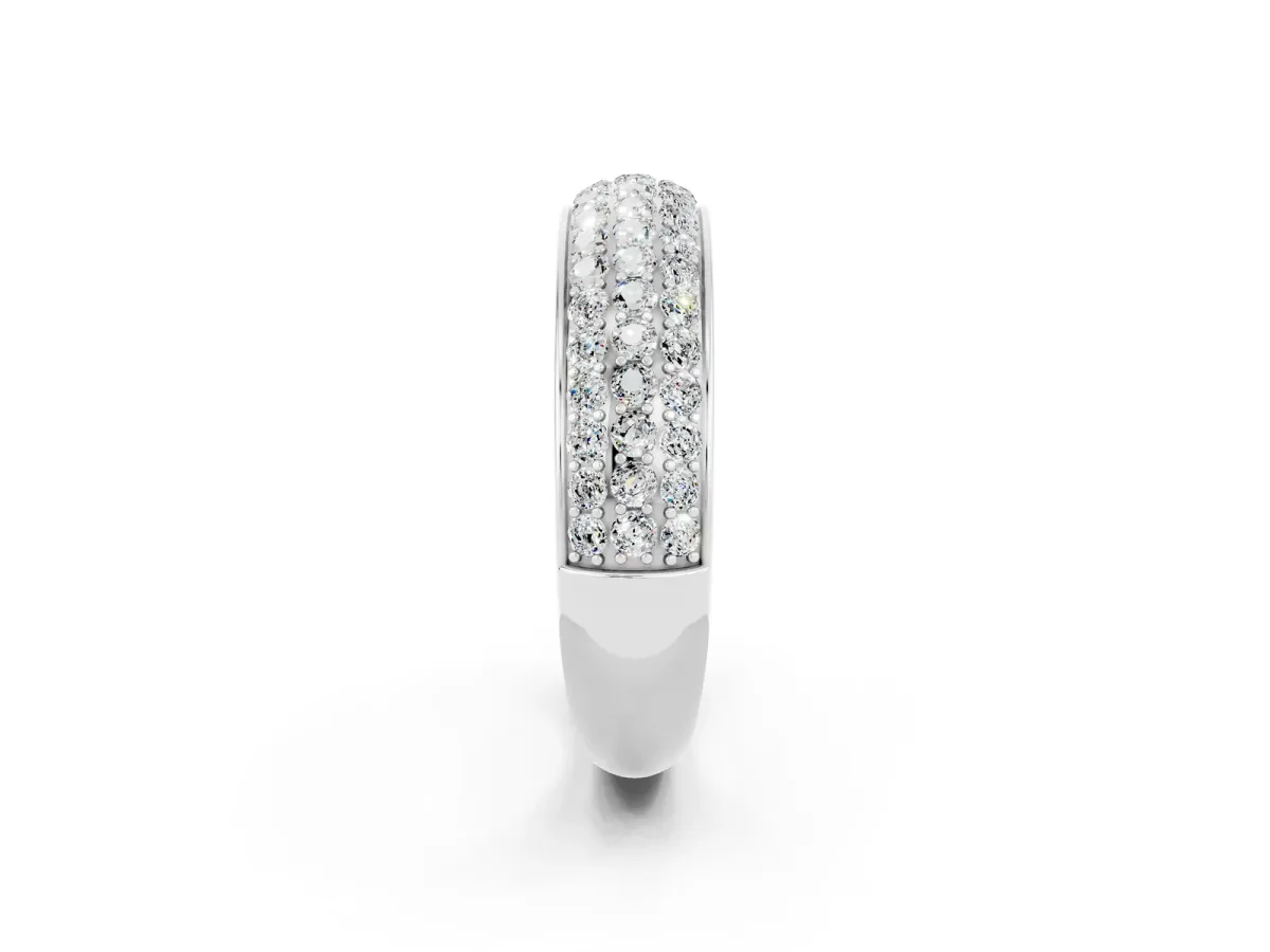 Three-Row Round Moissanite Eternity Band with Shared Prong Setting Platinum