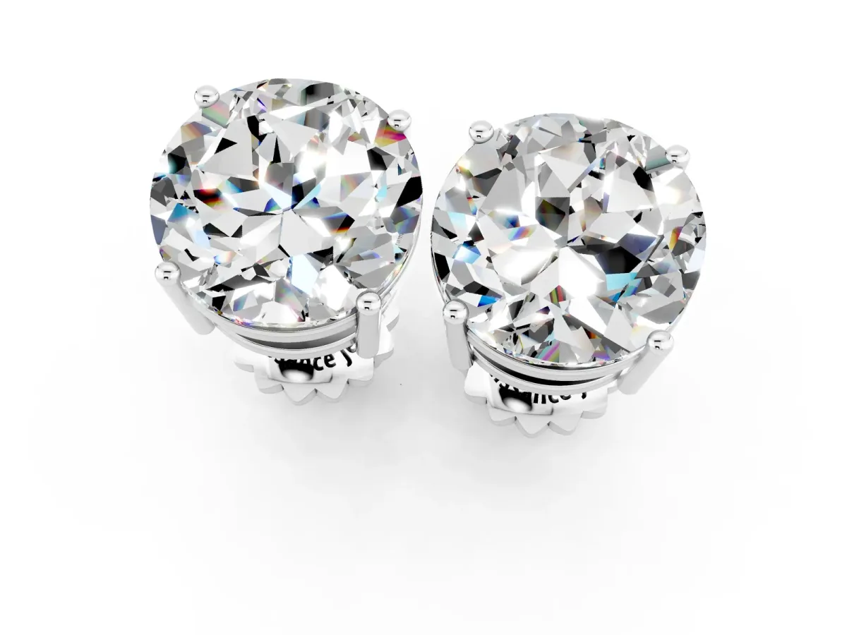 Round Cut Moissanite Stud Earrings Silver