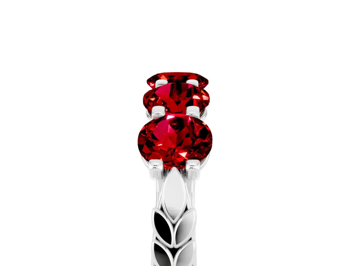 Five-Stone Round Ruby Prong-Set Band Platinum