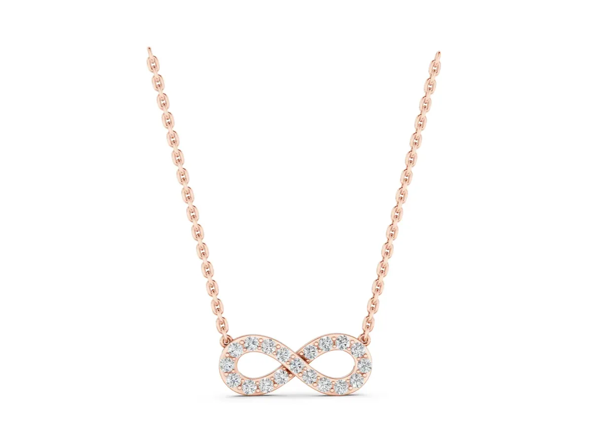 Infinity Pendant with Round Diamond Pavé Setting Rose gold