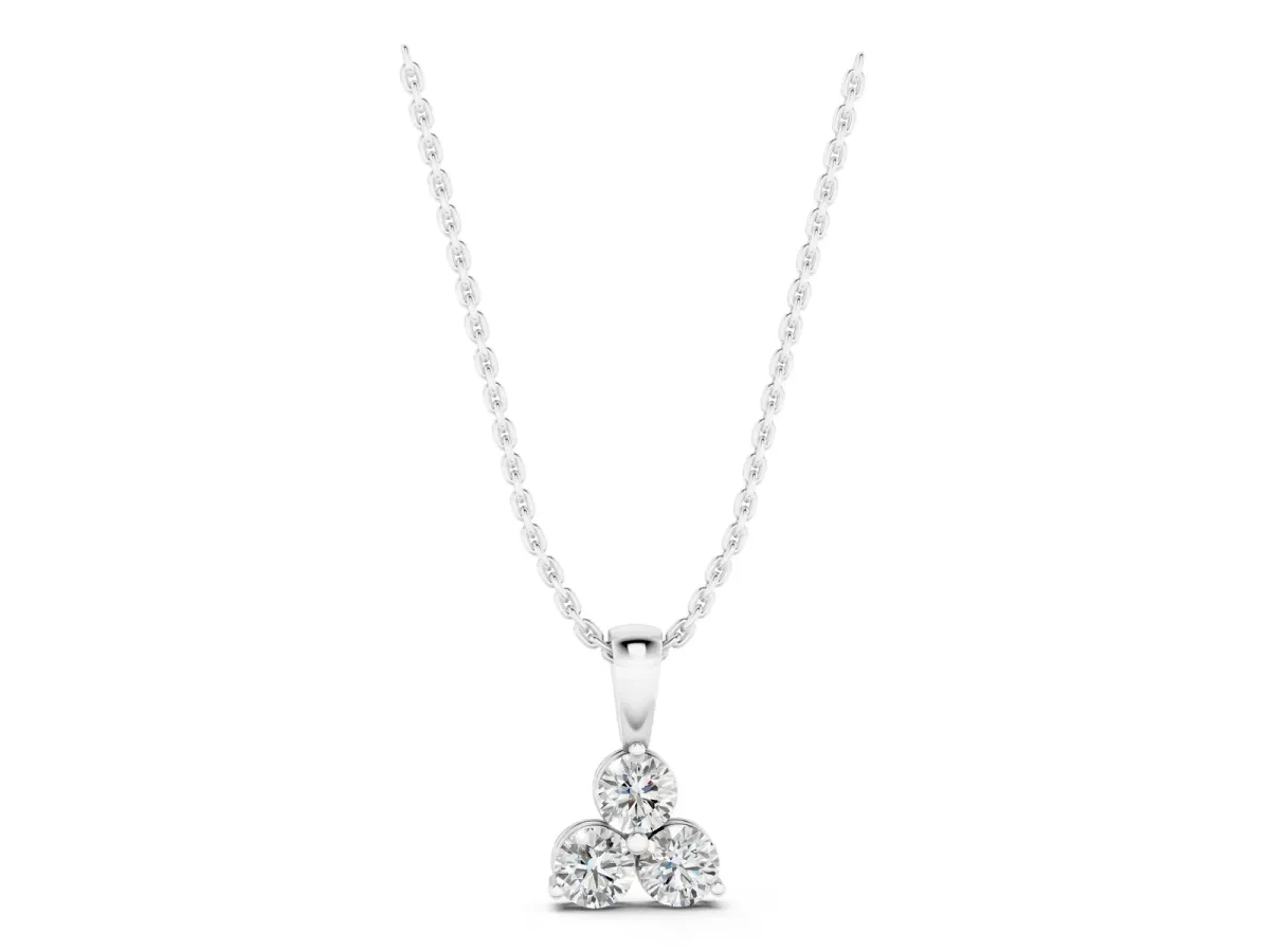 Triangular Cluster Round Diamond Prong Pendant Silver