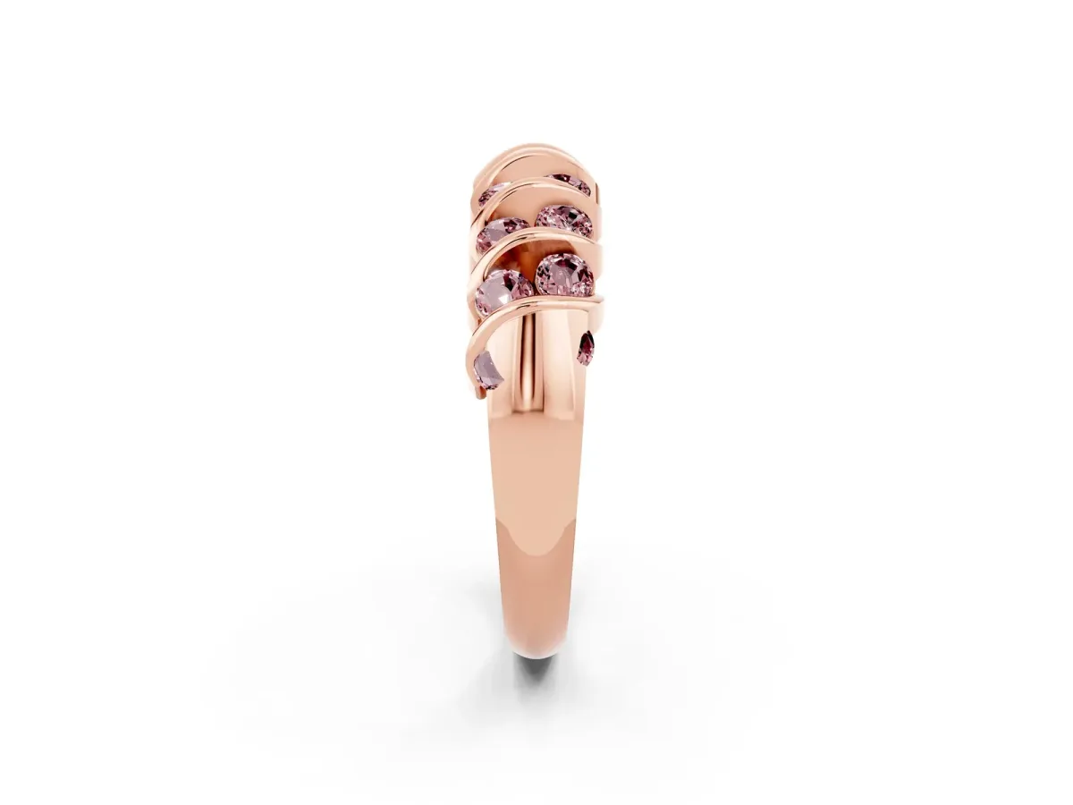 Channel Set Round Morganite Multi-Row Band Rose gold