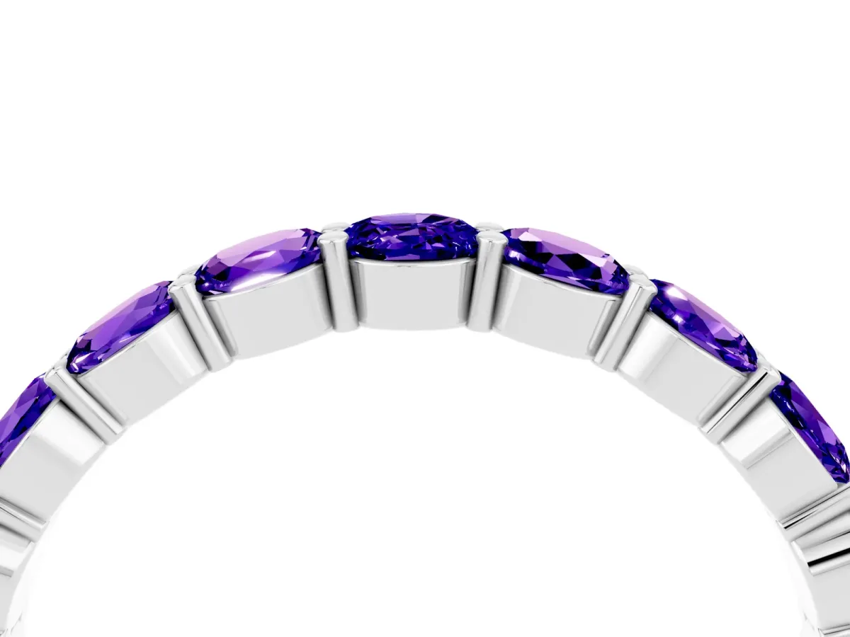 Round Tanzanite Eternity Band with U-Prong Setting Platinum