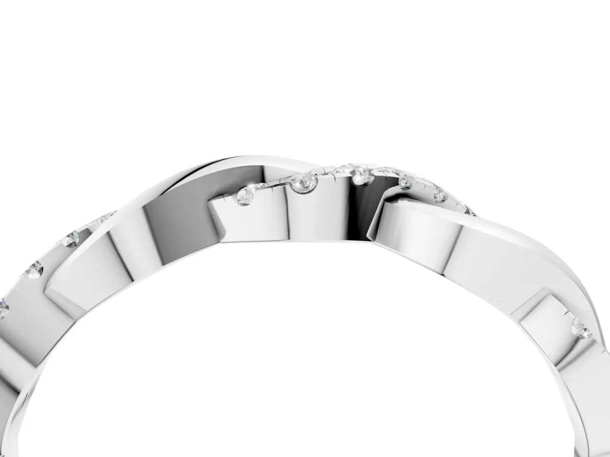 Round Diamond Twist Eternity Band with Pavé Setting Silver