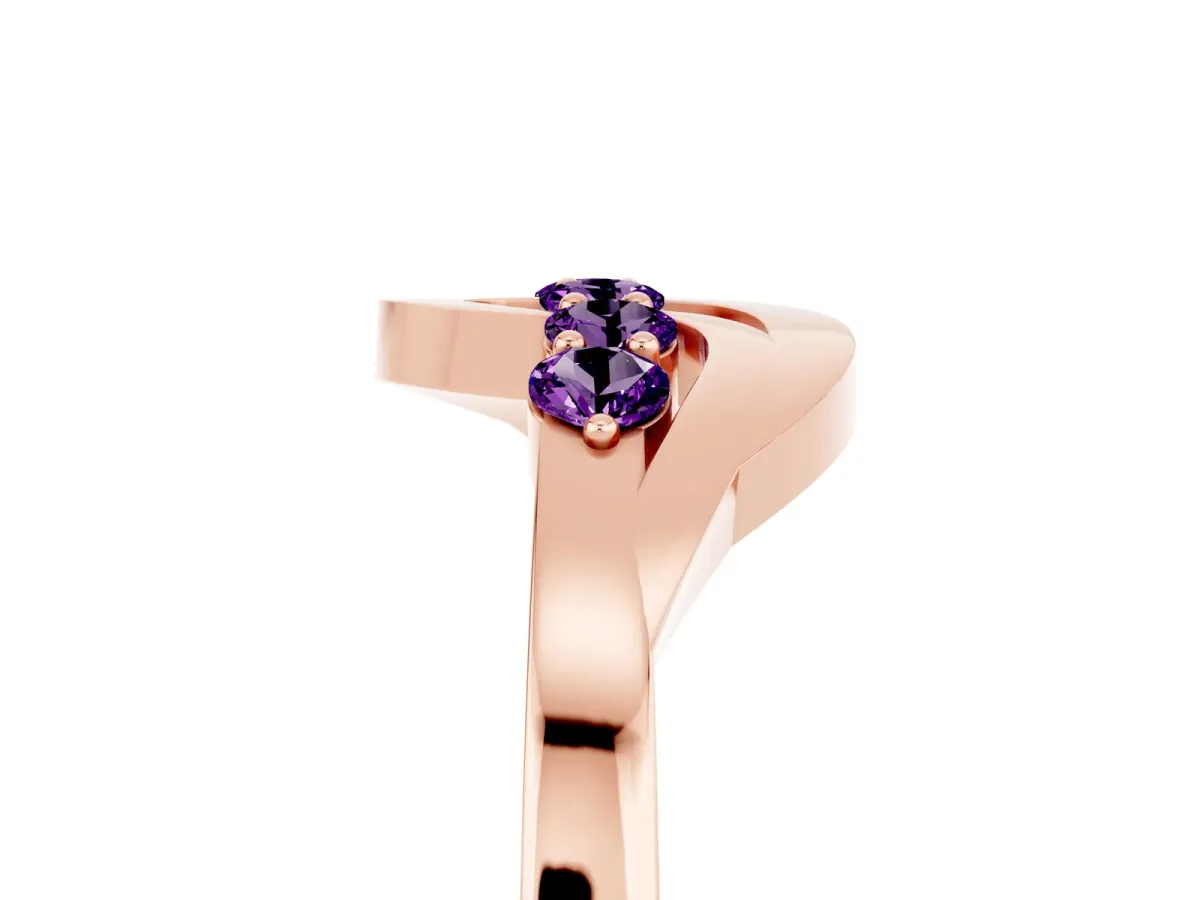 Five-Stone Round Amethyst Crossover Band with Prong Setting Rose gold