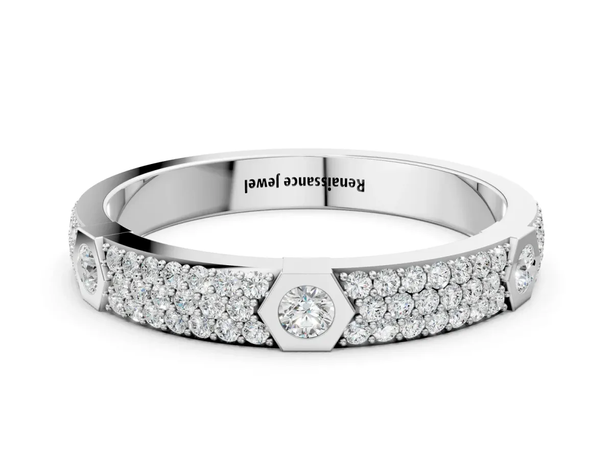 Round Diamond Pavé Promise Ring with Round Diamond Accents Platinum