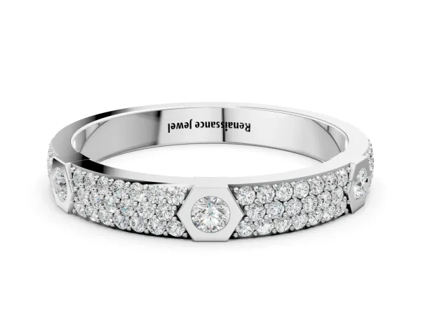 Round Diamond Pavé Promise Ring with Round Diamond Accents Silver