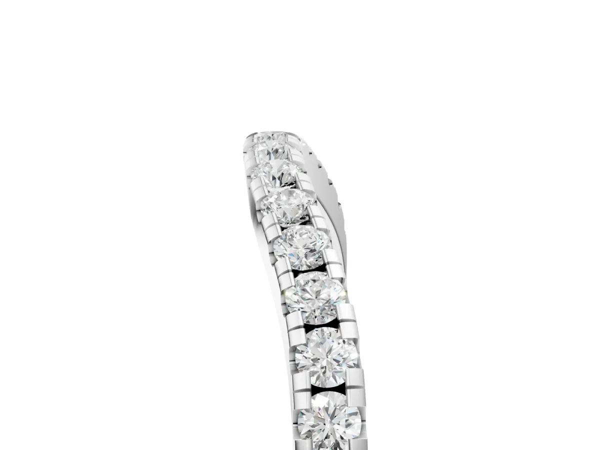 Round Diamond Pavé Half Eternity Band with Shared Prong Setting Silver