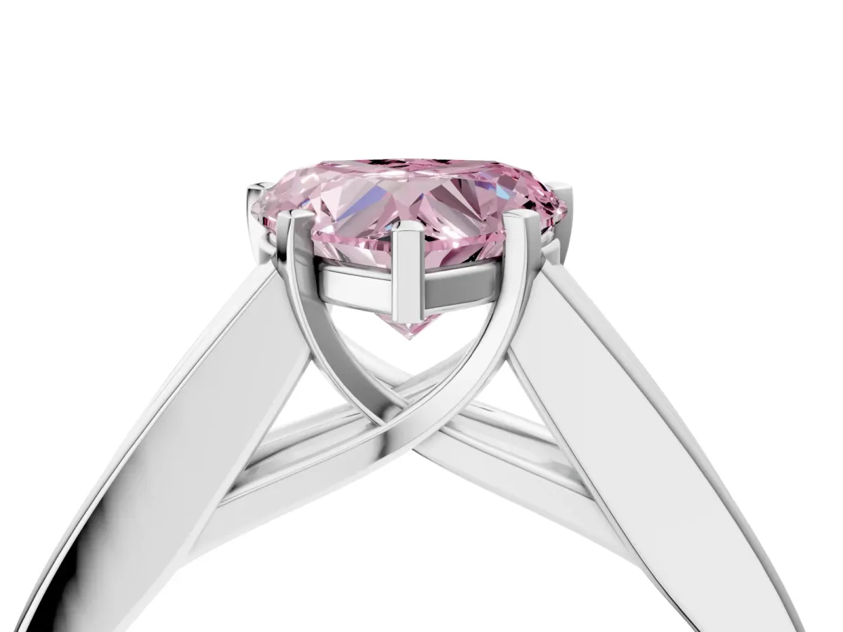Fancy Pink Heart Cut Cut Channel Set Solitaire Ring with Four-Prong Setting Silver