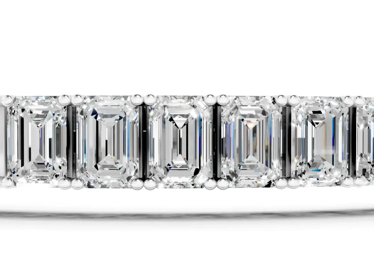 Emerald Cut Diamond Tennis Bracelet with Four-Prong Setting Silver