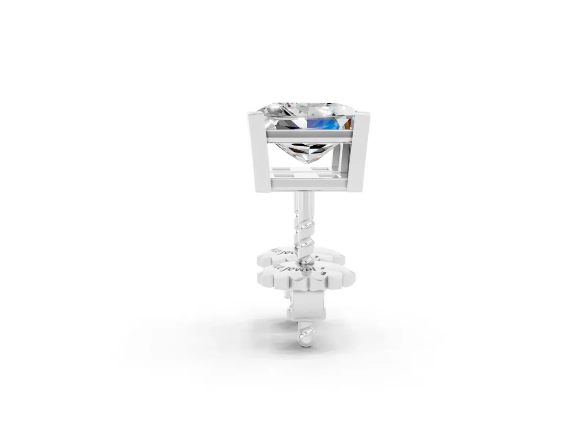 Princess Cut Moissanite Stud Earrings Silver
