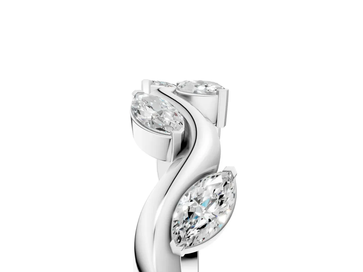 Marquise Diamond Twisted Band with Prong Setting Platinum