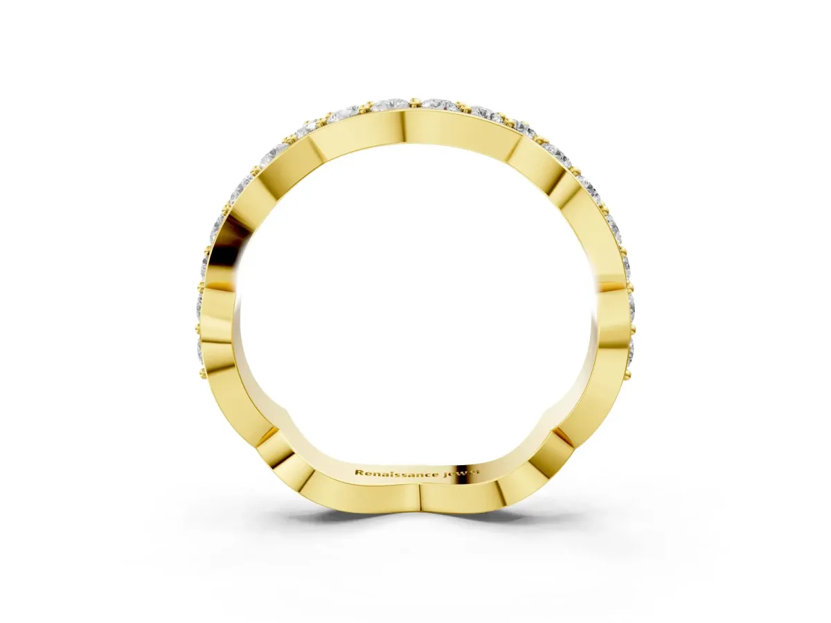 Round Diamond Pavé Zigzag Eternity Band Yellow gold